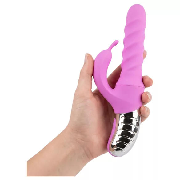 Good Vibes Only - rotirajoči in vibrirajoči vibrator s klitoralno ročico (rožnat)