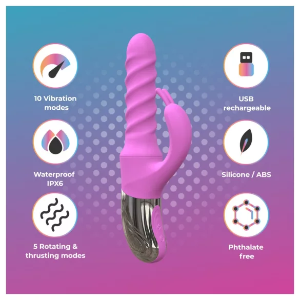 Good Vibes Only - rotirajoči in vibrirajoči vibrator s klitoralno ročico (rožnat)