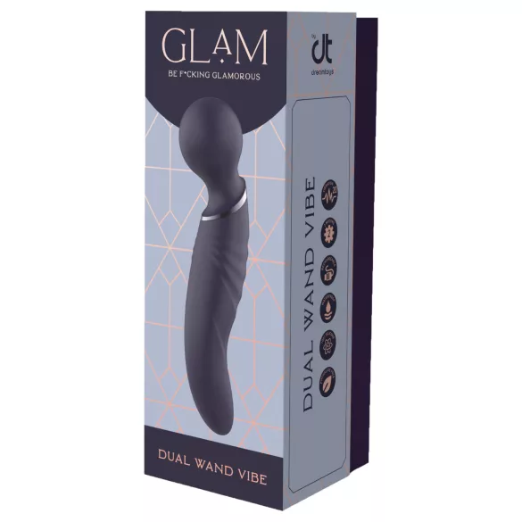 Glam - dvostranski vibrator wand (temno siv)
