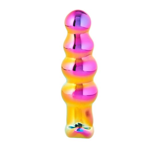 Glamour Glass - stekleni analni vibrator s kroglicami, radijsko voden (barvni)