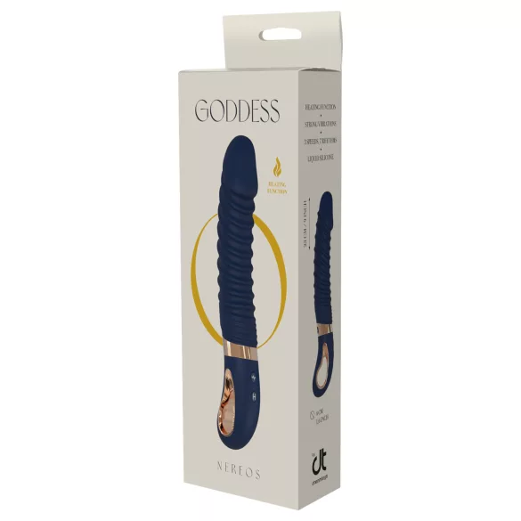 Goddess - grelni rebrasti vibrator (temno moder)