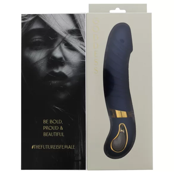 Goddess - grelni rebrasti vibrator (temno moder)
