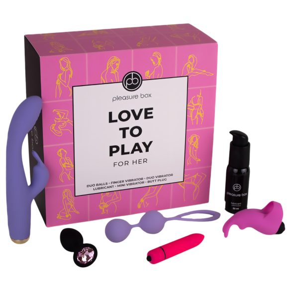 Pleasure Box Love to Play - set vibratorjev - 6 delov (roza-vijolična)