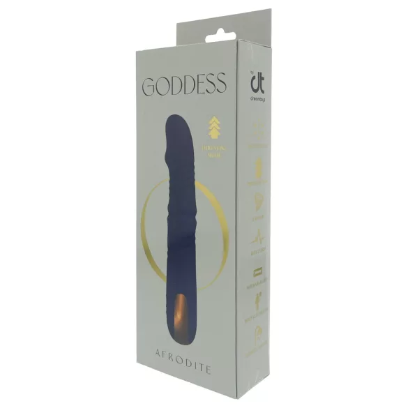 Goddess - potisni vibrator z vrtljivimi perlicami (temno moder)