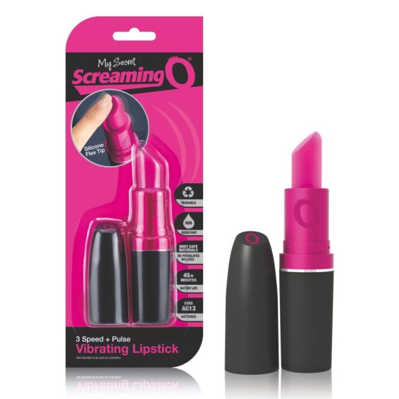 Screaming Lipstick - Vibrator za šminko (črno-rožnate barve)