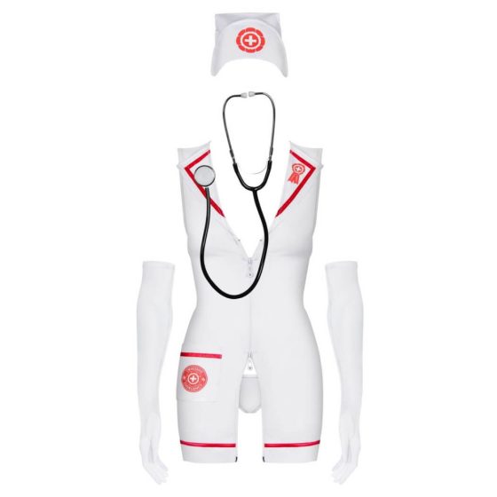 Obsesivna nujna pomoč - komplet kostuma medicinske sestre - bela (S/M)