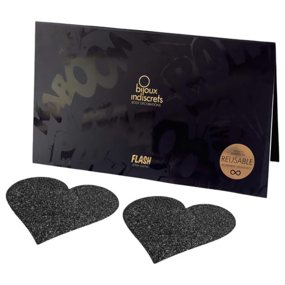 Bijoux Indiscrets - samolepilni srčasti nalepki za bradavice - črna