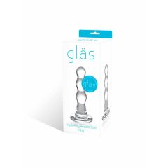 GLAS - valovit stekleni analni dildo (prosojen)