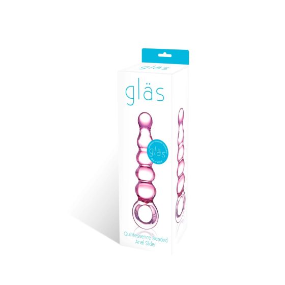 GLAS - Stekleni analni dildo s kroglicami (roza)