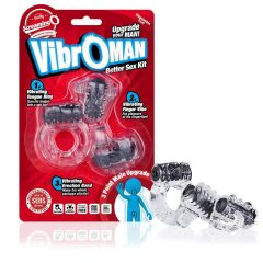   Screaming Vibroman - vibracijski obročki za penis - črni (3 deli)
