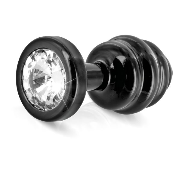 DIOGOL Anni - rebrast analni čep - črn - (3 cm)