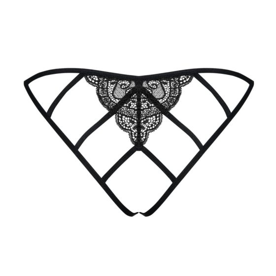 Obsessive Miamor - mrežasto spodnje perilo z odprto čipko za ženske (črno)