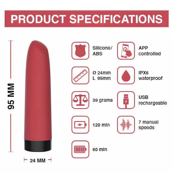 Magic Motion Awaken - mini vibrator - pameten, polnilen - rdeč