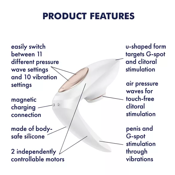 Satisfyer Pro 4 Couples - vibrator za pare z zračnimi valovi - polnilni - bel