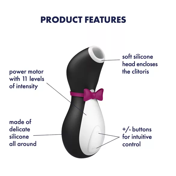 Satisfyer Penguin - polnilni vibrator za klitoris - vodoodporen - črno-bel