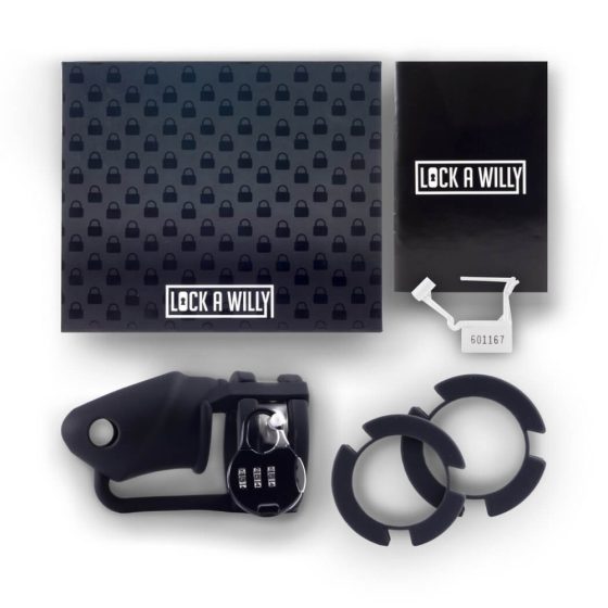 LOCK A WILLY - silikonska kletka za penis s ključavnico (črna)