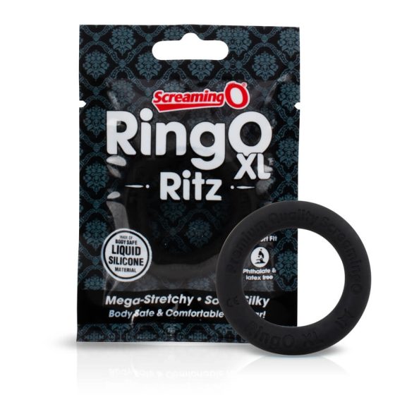 Screaming O Ritz XL - silikonski obroček za penis (črn)