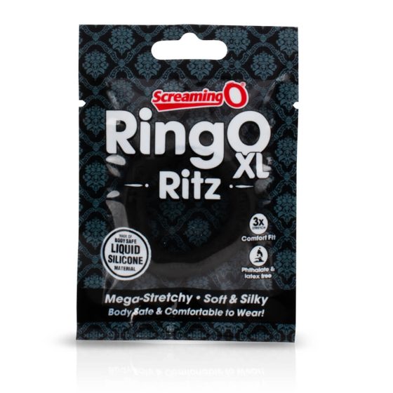 Screaming O Ritz XL - silikonski obroček za penis (črn)