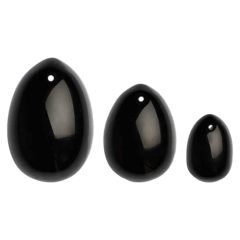   La Gemmes Yoni - komplet kroglic za gekone - črni obsidian (3 kosi)