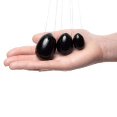  La Gemmes Yoni - komplet kroglic za gekone - črni obsidian (3 kosi)