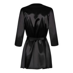   / Obsessive Satinia Robe - kratka satenska halja s tangicami (črna)