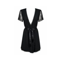  Obsessive Miamor Robe - čipkasta halja z rokavi in tangicami (črna)