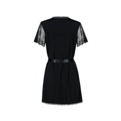   Obsessive Miamor Robe - čipkasta halja z rokavi in tangicami (črna)