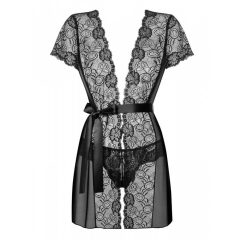 Obsessive Alluria - čipkasta halja s tangicami (črna)