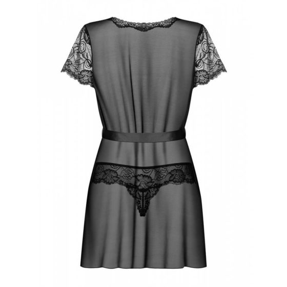 Obsessive Alluria - čipkasta halja s tangicami (črna) - L/XL