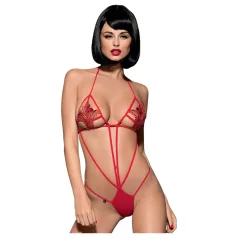 Obsessive Luiza - rdeč body s tulipani in naramnicami (S/M)
