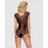 Obsessive B112 - odprt mrežast bodi z angelskimi krili - črna - XL/XXL