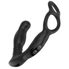   Nexus Simul8 - Vibracijski obroček za penis z možnostjo polnjenja in analnim dildom (črn) 