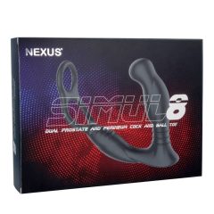   Nexus Simul8 - Vibracijski obroček za penis z možnostjo polnjenja in analnim dildom (črn) 
