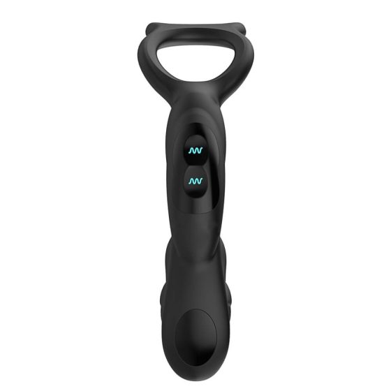 Nexus Simul8 - Vibracijski obroček za penis z možnostjo polnjenja in analnim dildom (črn) 