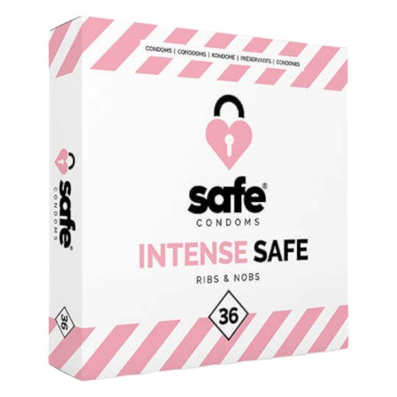 SAFE Intense Safe - Kondomi z rebri in pikami (36 kosov)