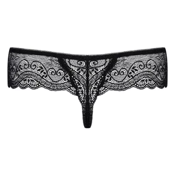 Obsessive - ženske tangice z okrasnimi kamni - črna čipka - L/XL