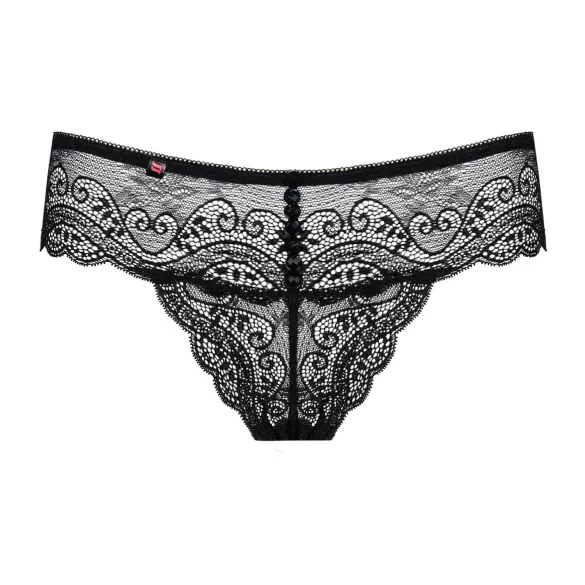 Obsessive - ženske tangice z okrasnimi kamni - črna čipka - L/XL