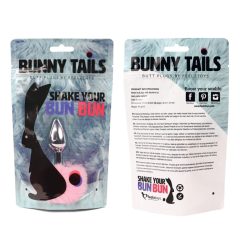   FEELZTOYS Bunny Tails - kovinski analni dildo z zajčjimi repki (srebrno-rožnat)