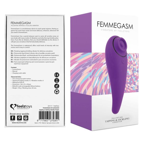 FEELZTOYS Femmegasm - vodoodporni vaginalni in klitoralni vibrator za polnjenje (vijolična)