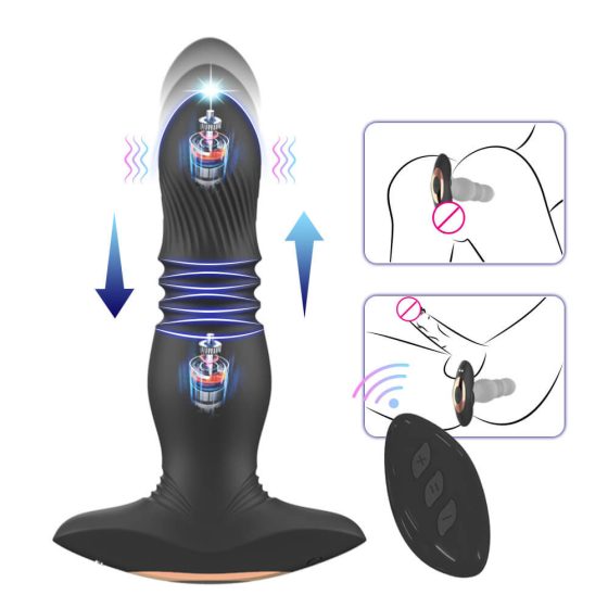 Aixiasia Roy - Radijsko vodeni analni vibrator z možnostjo polnjenja (črn)