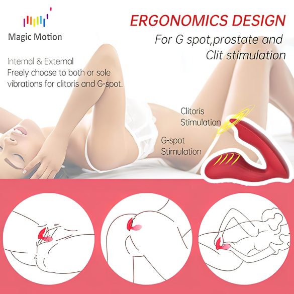 Magic Motion Umi - pametna, polnilna pripenjajoča vibrator (rdeča)