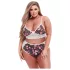 Baci Plus Size - komplet za večje postave - cvetlična čipka - nedrček in hlačke