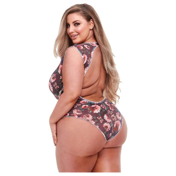 Baci Plus Size - body z rožastimi čipkami - velike velikosti