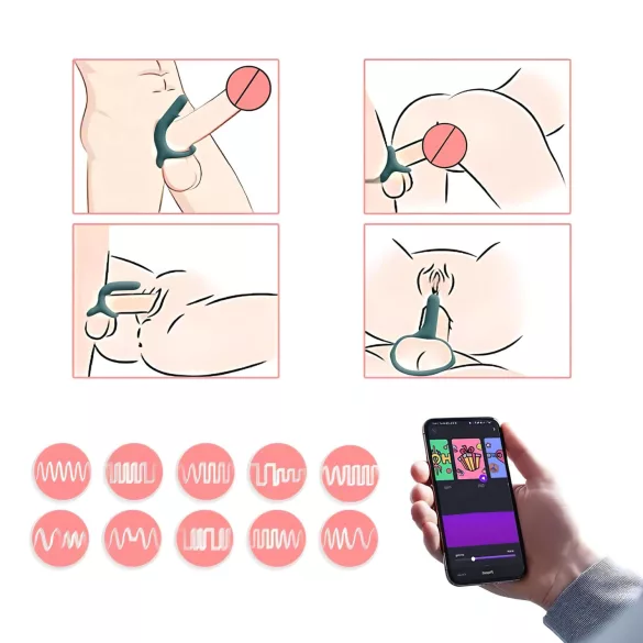 Magic Motion Rise - vibracijski obroč za penis - pameten akumulatorski - zelena