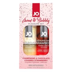   JO System Sweet & Bubble - lubrikanti z okusom - šampanjec-čokolada-jagoda (2 kosa)