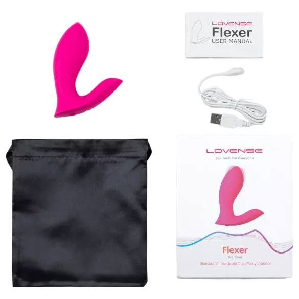 Lovense Flexer - nosljiv, z aplikacijo upravljan 2v1 vibrator za hlačke (roza)