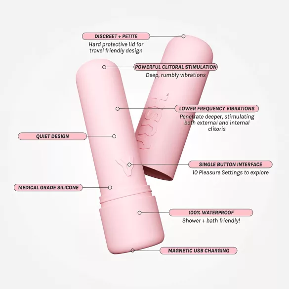 Vush Pop Gloss - mini vibrator - akumulatorski, vodoodporen - roza