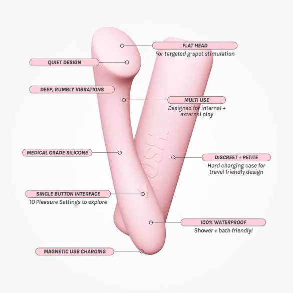 Vush Pop Shine - vibrator za G-točko - vodoodporen, polnjenje USB - roza