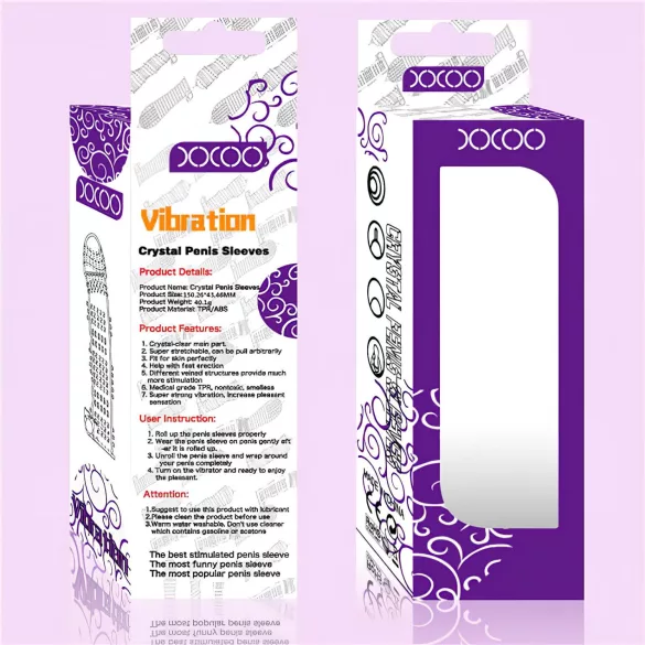 Lonely - vibrirajoči penis podaljšek s konicami - prozoren