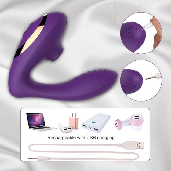 Tracy's Dog OG - vodoodporen vibrator za točko G in stimulator klitorisa (vijolična)